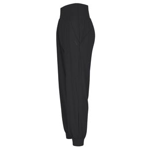 Pantalon de yoga noir à taille haute avec poches et tissu respirant à séchage rapide
