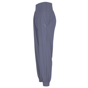 Pantalon de yoga ample à taille haute pour femme bleu Morandi avec poches et chevilles