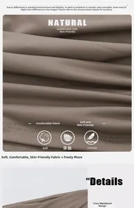 Detail of cross-waist design on soft khaki athletic shorts with high-stretch fabric
