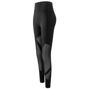 High-waisted black yoga leggings for women with mesh panels and tummy control for gym