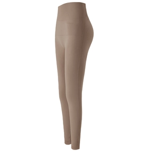 High waist tummy control yoga leggings with butt lifting effect in brown color