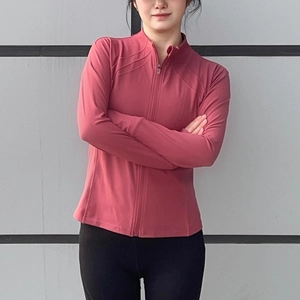 Damen Slim Fit Sport Top Reißverschluss Laufjacke Mit Daumenlöchern Schnelltrocknend Langarm Yoga Jacke Stehkragen Fitness Top