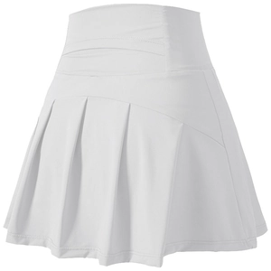 White high-waisted pleated athletic skirt made of quick-dry fabric for tennis and fitness