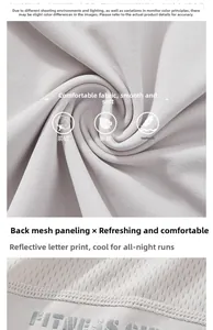 Détail du tissu respirant avec empiècements en mesh et logo de fitness réfléchissant argenté