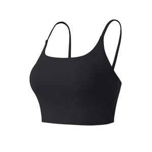 Reggiseno sportivo nero con spalline sottili e tessuto a costine ad asciugatura rapida