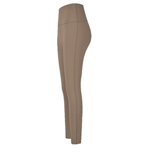 Leggings de yoga marron à taille haute avec coutures latérales affinantes et coupe sportive