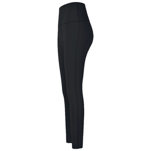 Pantalon de yoga noir à taille haute avec silhouette latérale en tissu mat séchage rapide