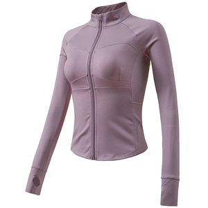 Veste de Sport Ajustée Doublée de Polaire pour Femmes Col Montant Haut de Yoga Manches Longues Entraînement Fitness Haut