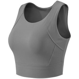 Soutien-gorge de sport gris foncé avec coutures ergonomiques et ourlet large élastique