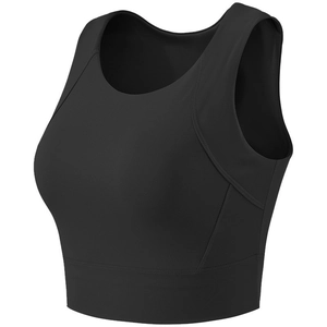Soutien-gorge de sport noir à fort impact, dos nageur antichoc et larges bretelles fitness