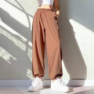 Women's High Waist Sports Pants Loose Yoga Joggers Quick Dry Gym Trousers Breathable Workout Sweatpants With Pockets Bottom