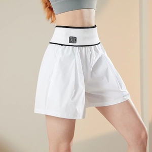 Pantaloncini Sportivi Donna a Vita Alta Skort Plissettato Asciugatura Rapida Con Fodera Interna Patch BK Yoga Fitness Tennis Corsa