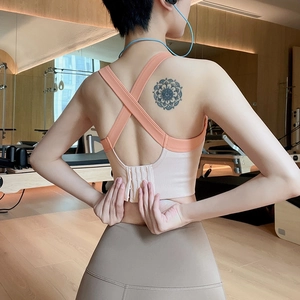 Soutien-Gorge de Sport à Haut Impact pour Femmes Dos Croisé Rembourré Sans Couture Yoga Top pour Course Fitness
