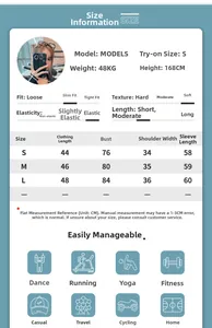 Guide des tailles S-L pour haut de yoga ajusté avec demi-fermeture éclair