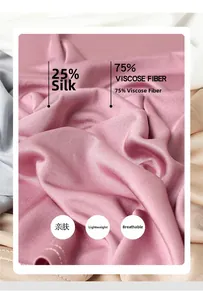 Gros plan sur le tricot de soie rose montrant 25% de soie de mûrier et 140g de poids