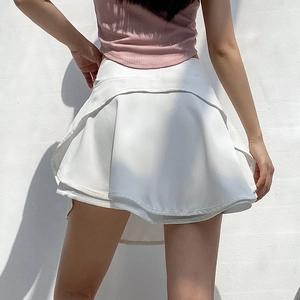 Gonna-pantalone sportiva bianca a vita alta con fodera per tennis e corsa