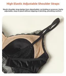 Detail of adjustable lace bra strap with high elasticity and silk fabric texture