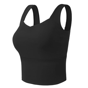 Soutien-gorge de sport noir à larges bretelles pour femmes, respirant et anti-choc