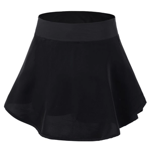 Gonna-pantalone sportiva nera a vita alta con fascia larga e tessuto a pieghe ad asciugatura rapida