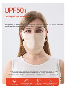 Gros plan du masque solaire en soie avec protection des yeux et tissu frais UPF 50+