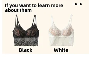 Detailed lace texture and wide hem design of silk bras in black and white colors