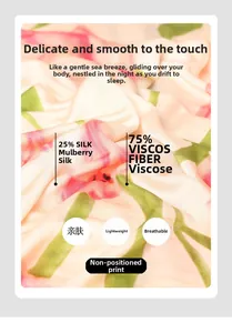Gros plan sur tissu en soie imprimé composé de 25% soie de mûrier et 75% viscose florale