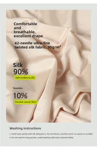 Detailed view of 42-needle mulberry silk fabric with 90% silk and 10% spandex blend