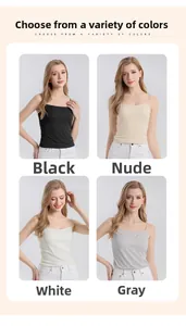 Collage of silk camisole tops for women in black, nude, white, and grey colors