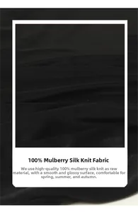 Detail of 100% mulberry silk knit fabric showing smooth texture and soft black gloss