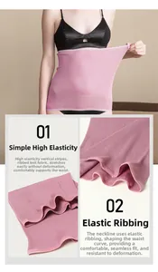 Detail view of pink ribbed thermal wool waist warmer showing high elastic knit texture