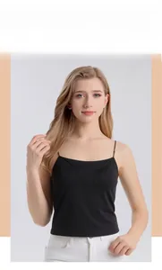 Slim fit black silk camisole with thin straps on model with a 176cm height profile