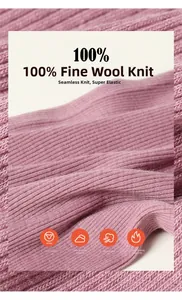Close-up of 100% fine wool knit fabric with high elasticity and seamless texture