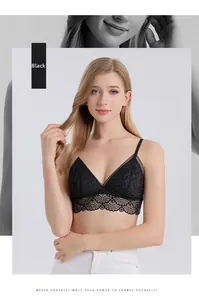 Détail d'une bralette en soie noire avec dentelle florale raffinée et bordure cils