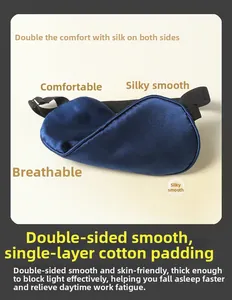 Detail view of the thick padded 100% mulberry silk sleep mask with adjustable strap