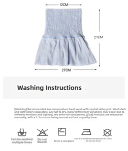 Size specifications for 100% silk neck gaiter with detailed washing and care instructions