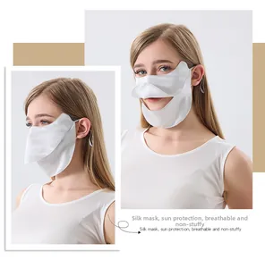 Détail du masque solaire en soie pure avec ouverture respirante pour femmes