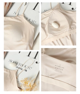 Detailed close-up of apricot mulberry silk camisole with removable pads and inner label