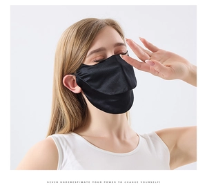 Détail du masque facial en soie de mûrier de qualité avec tissu respirant double couche