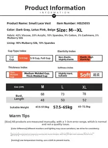 Tableau des tailles et guide textile pour caraco thermique en soie et cachemire