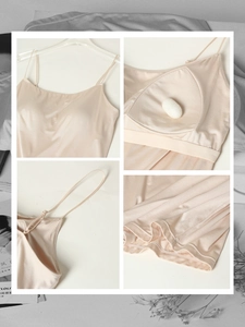 Champagne silk camisole bra top with adjustable straps shown in multi-angle grid views