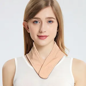Tour de Cou Femme en Soie de Mûrier Hiver Épaissi Thermique Protection de Cou Écharpe Tricotée Souple Ajustable avec Velcro