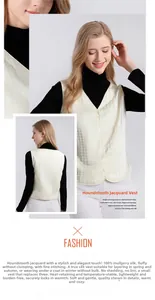 Close-up of houndstooth jacquard texture on mulberry silk vest from various angles