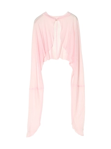 Light pink silk mesh sun protection cardigan bolero with long sleeves and button closure