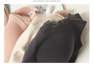 Détail de débardeurs thermiques sans couture en soie et cachemire avec dentelle délicate