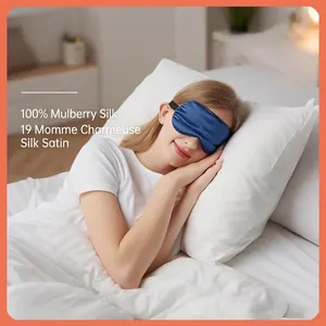 100% mulberry silk 19 momme sleep eye mask in dark blue for comfortable pressure-free rest