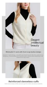 Detail of silk jacquard vest showing elegant V-neckline and durable snap buttons