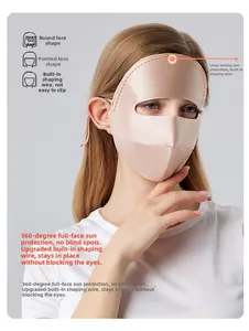 Detailed view of silk sun protection mask with built-in nose bridge for shaping