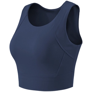 Reggiseno sportivo blu scuro ad alto impatto con spalline larghe per fitness yoga