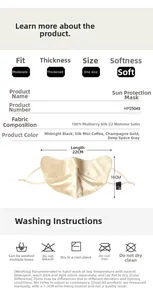 Spécifications du masque solaire en 100% soie de mûrier avec tissu satiné de 22mm