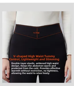 Detail der V-förmigen Seiden-Thermo-Leggings mit 7cm breitem Bauchweg-Bund zur Formung
